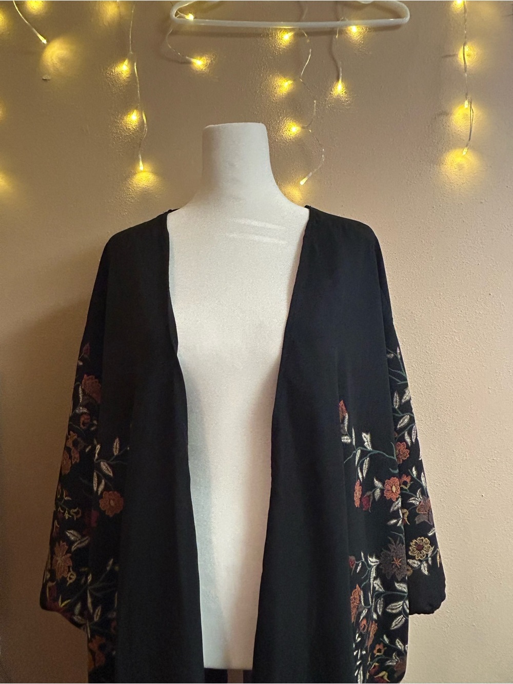 ODDY Black Floral Kimono Plus Size One  Size - Picture 10 of 11